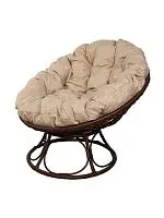 Кресло ПАПАСАН Home с ротангом коричневое, подушка Лен