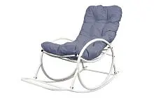 Кресло-качалка Овал белое, серая подушка