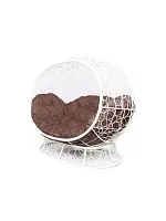 Диван УЛЕЙ на ножках с ротангом белый, коричневая подушка