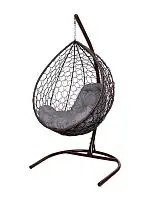 Подвесное кресло КАПЛЯ Home с ротангом коричневое, подушка Пепел