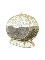 Диван УЛЕЙ на ножках с ротангом бежевый, серая подушка