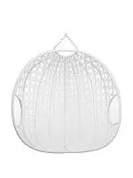 Подвесное кресло ДЛЯ ДВОИХ ЛЮКС, с ротангом, белый (БЕЗ СТОЙКИ, БЕЗ ПОДУШКИ)