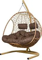 Подвесное кресло ДОБРЫНЯ Home бежевое, подушка Какао (Ткань рогожка)