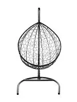 Подвесное кресло КАПЛЯ с ротангом чёрное, голубая подушка