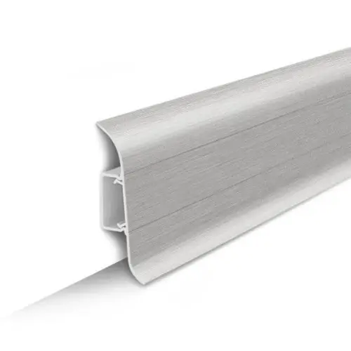 Плинтус напольный с центральной планкой 55мм 2,2м "Идеал Классик", 186 Алюминий - купить в интернет-магазине Diopt.ru