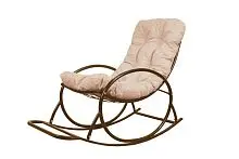 Кресло-качалка Овал коричневое, бежевая подушка