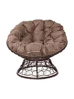 Кресло ПАПАСАН с ротангом коричневое, подушка Какао