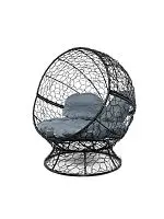 Кресло АПЕЛЬСИН с ротангом чёрное, серая подушка