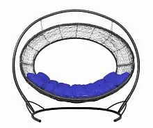 Подвесное кресло Диоген чёрное, синяя подушка