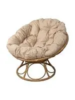 Кресло ПАПАСАН Home с ротангом бежевое, подушка Лен