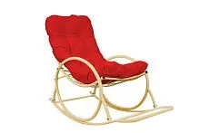 Кресло-качалка Овал бежевое, красная подушка