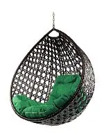 Подвесное кресло КАПЛЯ ЛЮКС с ротангом, коричневый, розовая подушка (БЕЗ СТОЙКИ)