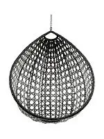 Подвесное кресло КАПЛЯ ЛЮКС с ротангом, чёрный (БЕЗ СТОЙКИ, БЕЗ ПОДУШКИ)