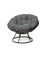 Кресло ПАПАСАН без ротанга коричневое, серая подушка