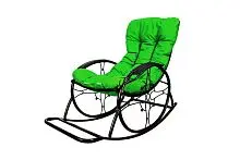 Кресло-качалка Овал ЛЮКС черное, зеленая подушка