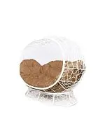 Диван УЛЕЙ на ножках с ротангом белый, бежевая подушка