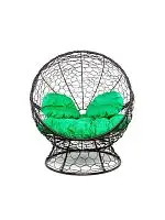 Кресло АПЕЛЬСИН с ротангом коричневое, зелёная подушка