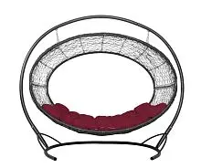 Подвесное кресло Диоген чёрное, бордовая подушка