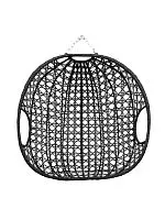 Подвесное кресло ДЛЯ ДВОИХ ЛЮКС, с ротангом, чёрный (БЕЗ СТОЙКИ, БЕЗ ПОДУШКИ)