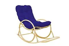 Кресло-качалка Овал бежевое, синяя подушка