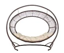 Подвесное кресло Диоген коричневое, бежевая подушка