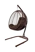 Подвесное кресло КАПЛЯ складной, с ротангом коричневое, коричневая подушка