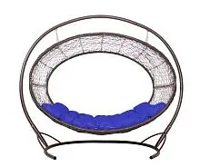 Подвесное кресло Диоген коричневое, синяя подушка