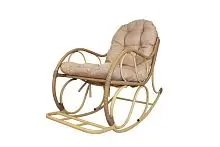 Кресло-качалка Элит бежевое, подушка Лен