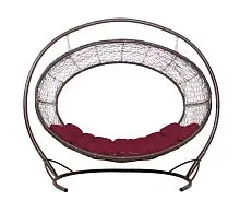 Подвесное кресло Диоген коричневое, бордовая подушка