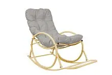 Кресло-качалка Овал бежевое, серая подушка