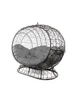 Диван УЛЕЙ на ножках с ротангом коричневый, серая подушка