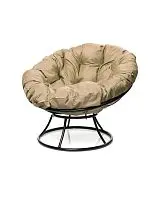 Кресло ПАПАСАН без ротанга чёрное, бежевая подушка