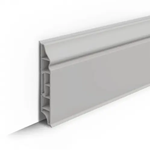 Плинтус напольный фигурный 80мм 2,2м "Идеал Дюра", 002 Светло-серый - купить в интернет-магазине Diopt.ru