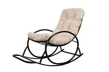 Кресло-качалка Овал черное, бежевая подушка