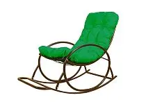Кресло-качалка Овал коричневое, зеленая подушка