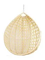 Подвесное кресло КАПЛЯ ЛЮКС с ротангом, бежевое (БЕЗ СТОЙКИ, БЕЗ ПОДУШКИ)