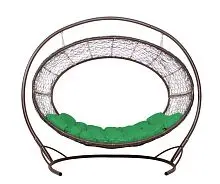 Подвесное кресло Диоген коричневое, зелёная подушка