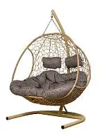 Подвесное кресло ДОБРЫНЯ Home бежевое, подушка Пепел (Ткань рогожка)