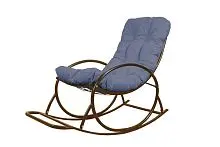 Кресло-качалка Овал коричневое, серая подушка
