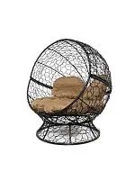 Кресло АПЕЛЬСИН с ротангом чёрное, бежевая подушка