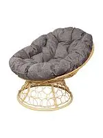 Кресло ПАПАСАН с ротангом бежевое, подушка Пепел