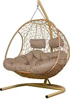 Подвесное кресло ДОБРЫНЯ Home бежевое, подушка Лен (Ткань рогожка)