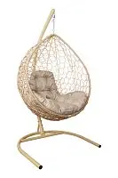 Подвесное кресло КАПЛЯ Home с ротангом бежевое, подушка Лен
