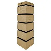 Угол наружный Grand Line Состаренный кирпич Design Песочный со швом RAL 9005 390х120х120 мм
