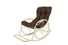 Кресло-качалка Овал ЛЮКС бежевое, коричневая подушка