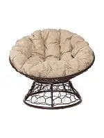 Кресло ПАПАСАН с ротангом коричневое, подушка Лен