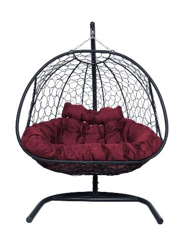 Подвесное кресло Добрыня с ротангом черное, бордовая подушка (Ткань оксфорд) - купить в интернет-магазине Diopt.ru Подвесное кресло Добрыня с ротангом черное, бордовая подушка (Ткань оксфорд) - купить в интернет-магазине Diopt.ru