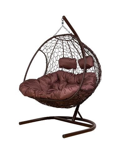 Подвесное кресло Добрыня с ротангом коричневое, коричневая подушка (Ткань оксфорд) - купить в интернет-магазине Diopt.ru Подвесное кресло Добрыня с ротангом коричневое, коричневая подушка (Ткань оксфорд) - купить в интернет-магазине Diopt.ru
