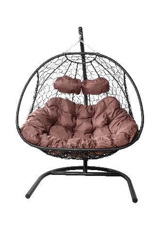 Подвесное кресло Добрыня с ротангом черное, коричневая подушка (Ткань оксфорд) - купить в интернет-магазине Diopt.ru Подвесное кресло Добрыня с ротангом черное, коричневая подушка (Ткань оксфорд) - купить в интернет-магазине Diopt.ru