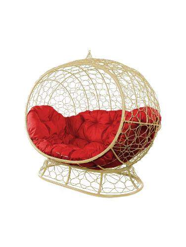 Диван УЛЕЙ на ножках с ротангом бежевый, красная подушка - купить в интернет-магазине Diopt.ru Диван УЛЕЙ на ножках с ротангом бежевый, красная подушка - купить в интернет-магазине Diopt.ru